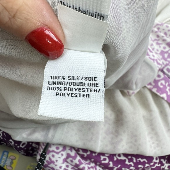 Diane Von Furstenberg‎ Womens Jumpsuit Size 8 Silk Purple Unique Pockets Spotted - Picture 11 of 14